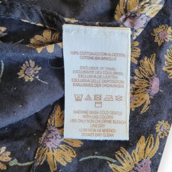 Free People Black Gold Sunflower Pattern Never a Dull Moment Peasant Blouse S - Picture 10 of 12